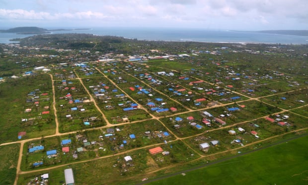 Vanuatu’s capital Port Villa after Cyclone Pam in 2015. Pacific islands’ food production is heavily susceptible to climate extremes. Photograph: Tom Perry/AFP/Getty Images